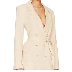 Free People Olivia‎ Blazer Jacket in Sand/Cream Size L